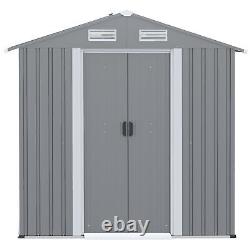 Outsunny 6ft x 4ft Metal Shed Garden Shed with Double Door & Air Vents, Grey