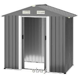 Outsunny 6ft x 4ft Metal Shed Garden Shed with Double Door & Air Vents, Grey