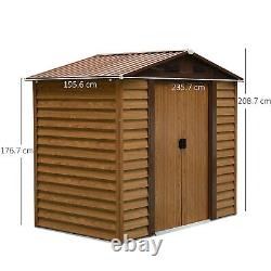 Outsunny 7.7x6.4ft Garden Shed Wood Effect Tool Storage Sliding Door Wood Grain