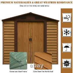 Outsunny 7.7x6.4ft Garden Shed Wood Effect Tool Storage Sliding Door Wood Grain