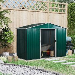 Outsunny 8 x 6ft Garden Storage Shed with Double Sliding Door Outdoor Green
