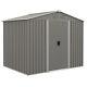 Outsunny 8 X 6ft Garden Storage Shed With Double Sliding Door Outdoor Light Grey