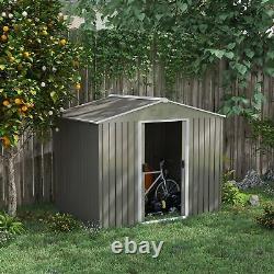 Outsunny 8 x 6ft Garden Storage Shed with Double Sliding Door Outdoor Light Grey