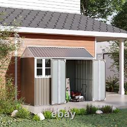 Outsunny 8x6ft Metal Shed Garden Storage Shed with Double Door, Window, Grey