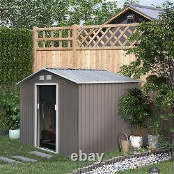 Outsunny 9 X 6FT Outdoor Storage Garden Shed Sliding Door Galvanised Metal Grey