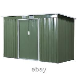 Outsunny 9 x 4FT Outdoor Metal Frame Garden Storage Shed with 2 Door, Green