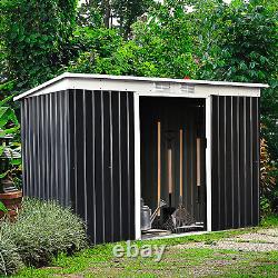 Outsunny 9 x 4FT Outdoor Metal Frame Garden Storage Shed with 2 Door, Grey
