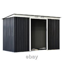 Outsunny 9 x 4FT Outdoor Metal Frame Garden Storage Shed with 2 Door, Grey