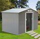 Outsunny 9 X 6ft Outdoor Garden Polypropylene Coated Metal Storage Shed Grey