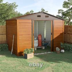 Outsunny 9 x 6ft Garden Shed Wood Effect Tool Storage Sliding Door Wood Grain