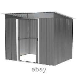 Outsunny Garden Shed Outdoor Storage Tool Organizer with Double Sliding Door Grey