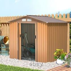 Outsunny Garden Shed Storage Unit withLocking Door Floor Foundation Vent Yellow