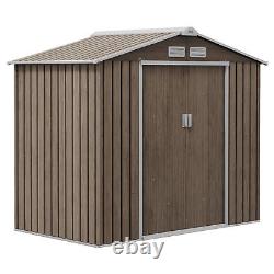 Outsunny Garden Shed Storage Unit with Locking Door Floor Foundation Vent Brown