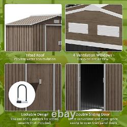 Outsunny Garden Shed Storage Unit with Locking Door Floor Foundation Vent Brown