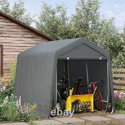 Outsunny Garden Storage Tent Bike Shed with Metal Frame & Zipper Doors, Grey