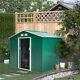 Outsunny Metal 9x6 Ft Garden Shed Tool Equipment Bike Storage Foundation Green