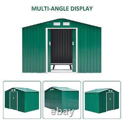 Outsunny Metal 9x6 ft Garden Shed Tool Equipment Bike Storage Foundation Green