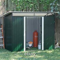 Outsunny Pent Roofed Metal Garden Shed House Hut Gardening Tool Storage Foundati