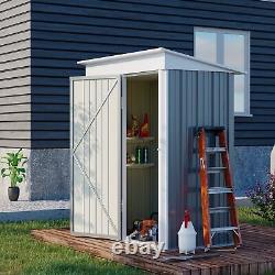 Outsunny Steel Garden Shed, Small Lean-to Shed for Bike Tool, 5x3 ft, Grey