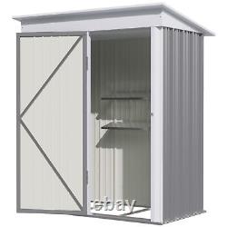 Outsunny Steel Garden Shed, Small Lean-to Shed for Bike Tool, 5x3 ft, Grey