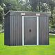 Panana 8ft X 4ft Grey Metal Garden Shed Pent Roof Tool Storage Free Foundation