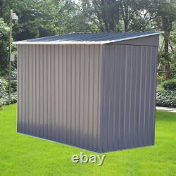 Panana 8FT X 4FT Grey Metal Garden Shed Pent Roof Tool Storage with FOUNDATION
