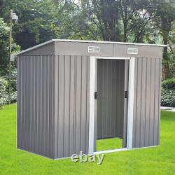 Panana 8FT X 4FT Grey Metal Garden Shed Pent Roof Tool Storage with FOUNDATION