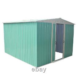 Panana 8X6 Metal Garden Shed Apex Roof Sliding Door Storage House with Free Base
