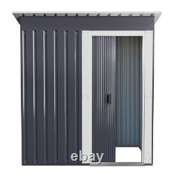 Pent Roof Garden Shed 6x4, 8x4ft Outdoor Log Storage Shed Metal Tool Container
