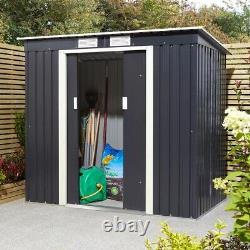 Rowlinson Trentvale 6x4 Metal Pent Garden Storage Shed Dark Grey