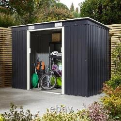 Rowlinson Trentvale 8x4 Metal Pent Garden Storage Shed Dark Grey