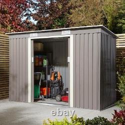 Rowlinson Trentvale 8x4 Metal Pent Garden Storage Shed Light Grey