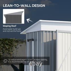 Small Garden Shed, Steel Lean-to Shed for Bike with Adjustable Shelf, Lock, 5x3