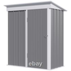 Small Garden Shed, Steel Lean-to Shed for Bike with Adjustable Shelf, Lock, 5x3
