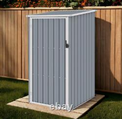 Small Outdoor Grey Storage Shed For Garden And Patio Durable Galvanized Steel