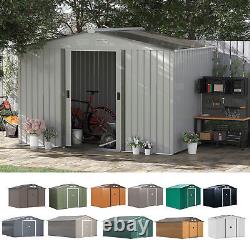 Storage Garden Equipment 2 Door Shed Galvanised Metal Grey Outdoor