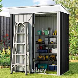 UK 5ft x 3ft Garden Shed Outdoor Tools Storage Lockable Door with 2 Shelve Black