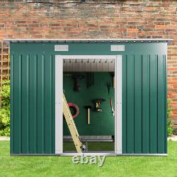 X4FT Large Metal Garden Shed Pent Roof Outdoor Tools Storage with FREE FOUNDATION