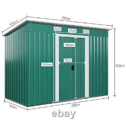 X4FT Large Metal Garden Shed Pent Roof Outdoor Tools Storage with FREE FOUNDATION