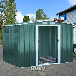 XLarge 10x8FT Metal Garden Shed House Outdoor Tool Bike Storage Cargo Pent +Base
