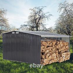 XLarge Storage Garden Shed 10x8 Galvanised Metal Tool House with Log Store Room