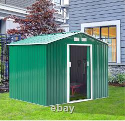 XXL 9x6FT SHED Outdoor Storage Metal Garden Shed + Heavy Steel Foundation Green