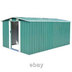 XXL Garden Shed 12 x 10ft Apex Roof Outdoor Tools Storage + Free Base Green Grey