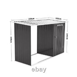 XXL Metal Garden Storage Shed With Lockable Double Door & Ventilation Grey Sheds