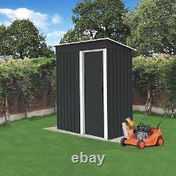 3x5ft Metal Garden Shed Pent Roof Free Foundation Base Storage House Anthracite