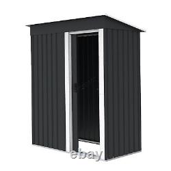3x5ft Metal Garden Shed Pent Roof Free Foundation Base Storage House Anthracite