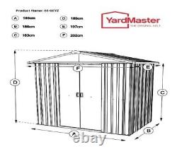 772 Renvoyé Yardmaster Apex Metal Garden Shed Maximum External Taille 6'8x 6'6