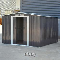 8 X 8 Ft Garden Shed Metal Corrugated Outdoor Storage Toit En Acier Avec Fondation