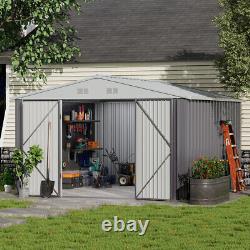 Abri de jardin Organisateur de rangement d'outils extérieurs Galvanisé Métal Hangars Avec Porte