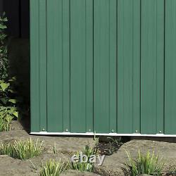 Abri de jardin Outsunny 5 x 3 pieds avec porte coulissante, toit incliné et outils verts